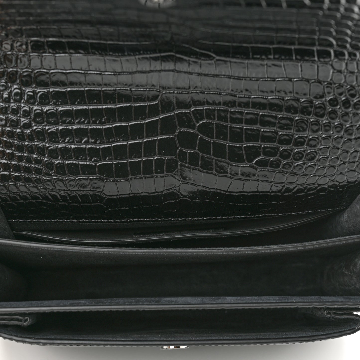 Calfskin Crocodile Embossed Medium Monochrome Monogram Sunset Black