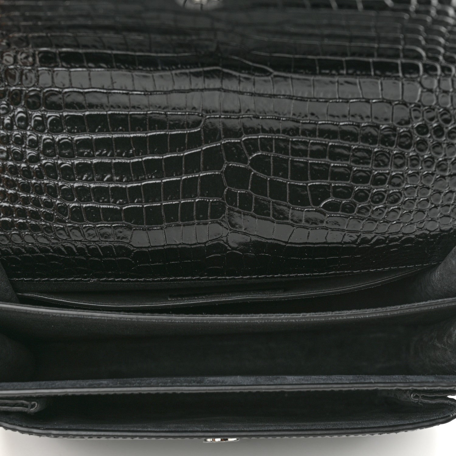 Saint Laurent Calfskin Crocodile Embossed Medium Monochrome Monogram Sunset Black 5 of 11