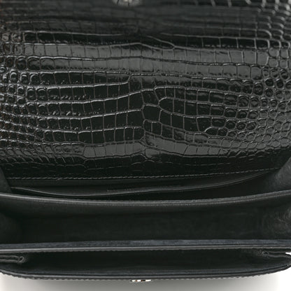 Saint Laurent Calfskin Crocodile Embossed Medium Monochrome Monogram Sunset Black 5 of 11