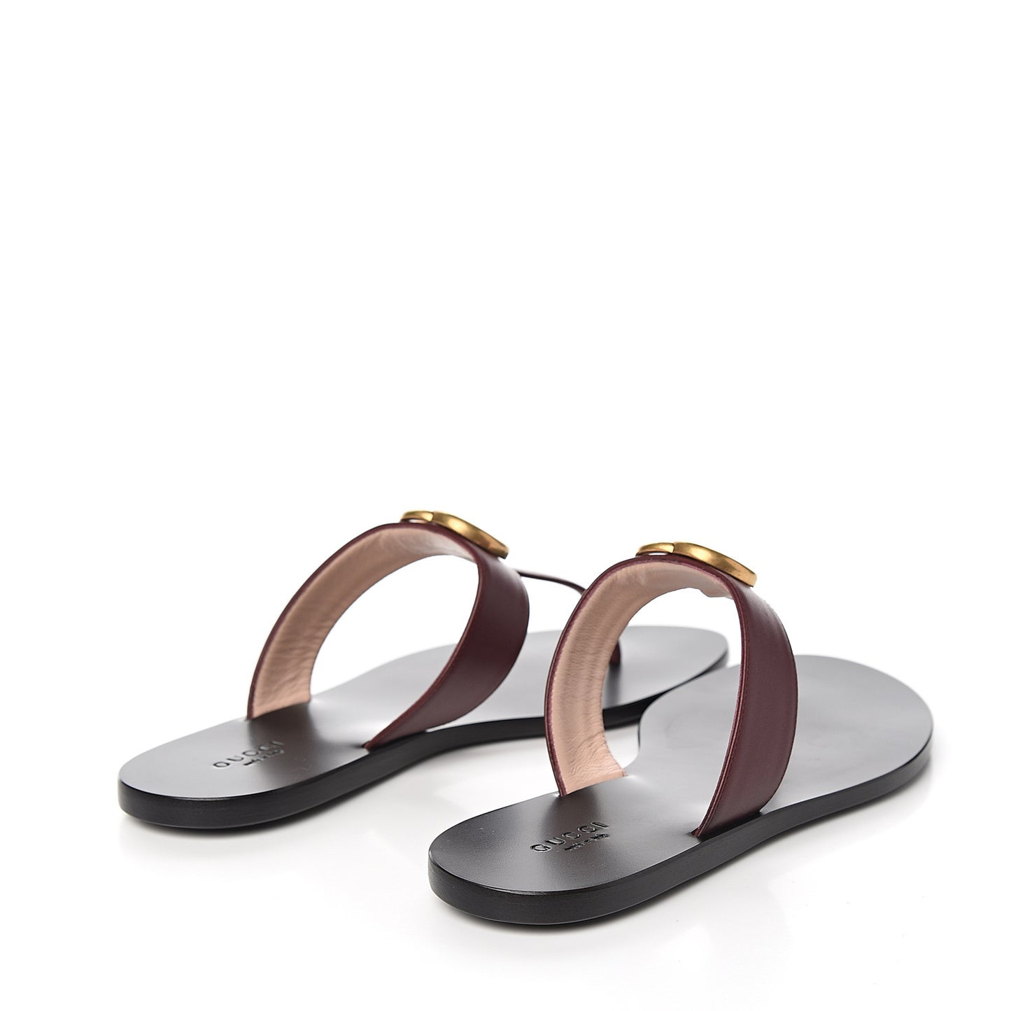 Calfskin GG Marmont Thong Sandals 37.5 Vintage Bordeaux