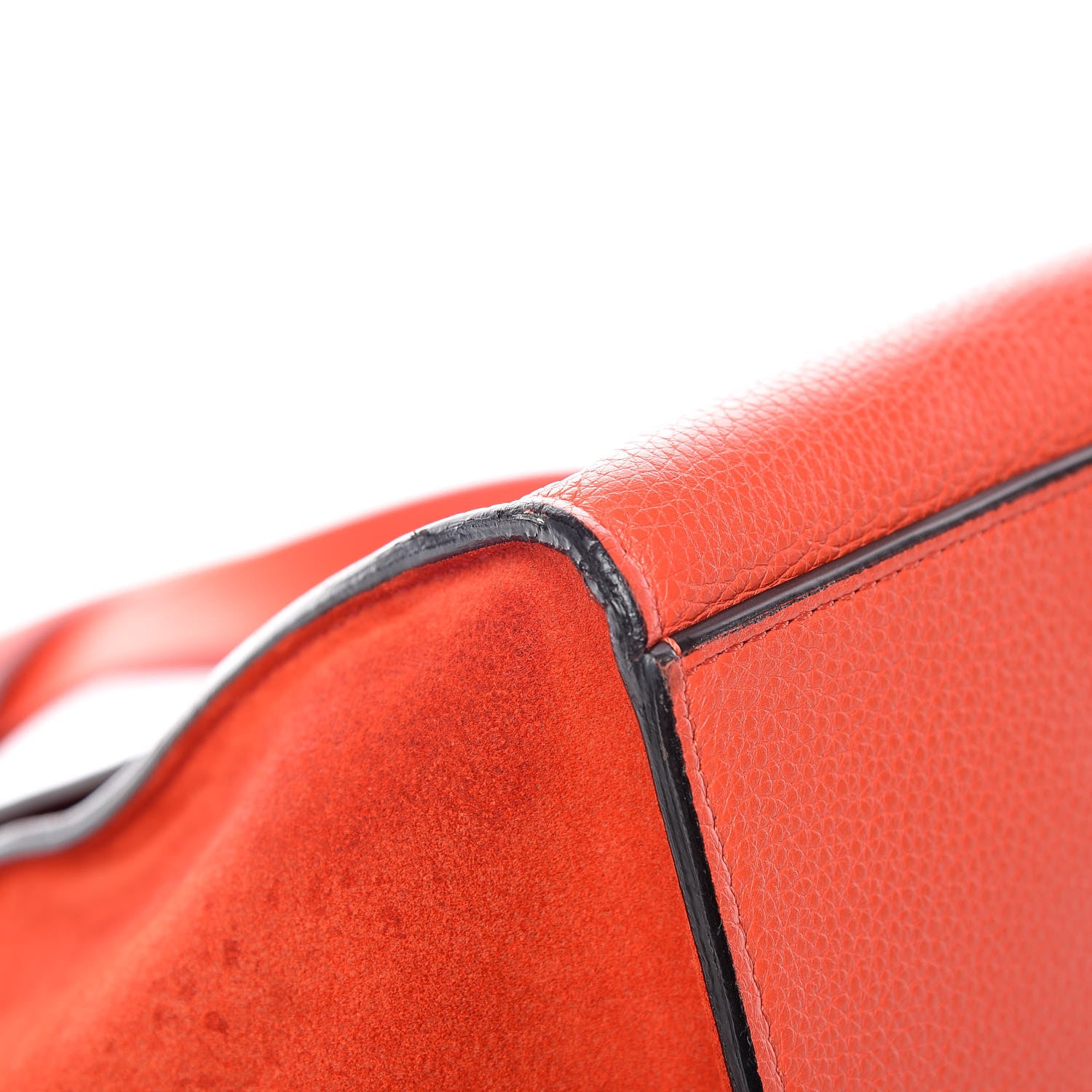 Celine Drummed Calfskin Suede Medium Trapeze Vermillion 9 of 21
