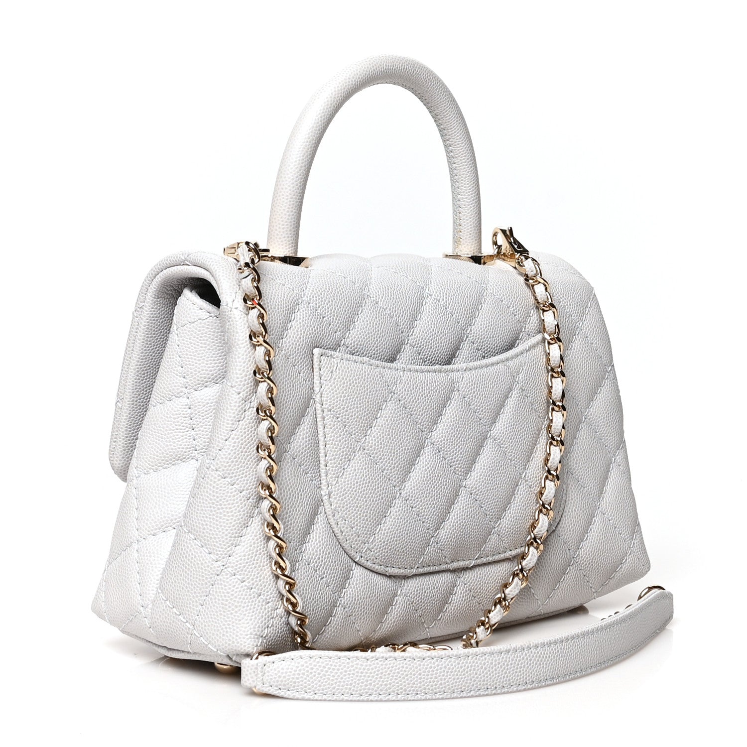 Chanel Caviar Quilted Mini Coco Handle Flap Light Grey 3 of 10