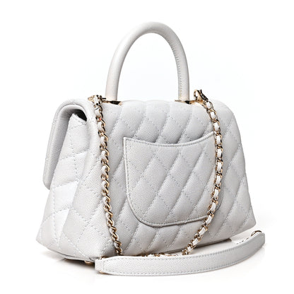 Chanel Caviar Quilted Mini Coco Handle Flap Light Grey 3 of 10