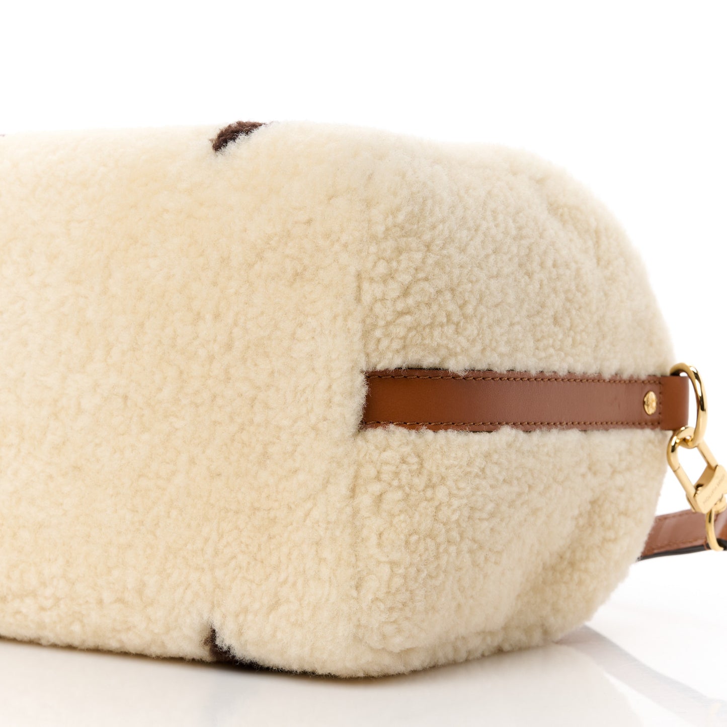 Monogram Shearling Speedy Bandouliere 25 Cream Brown