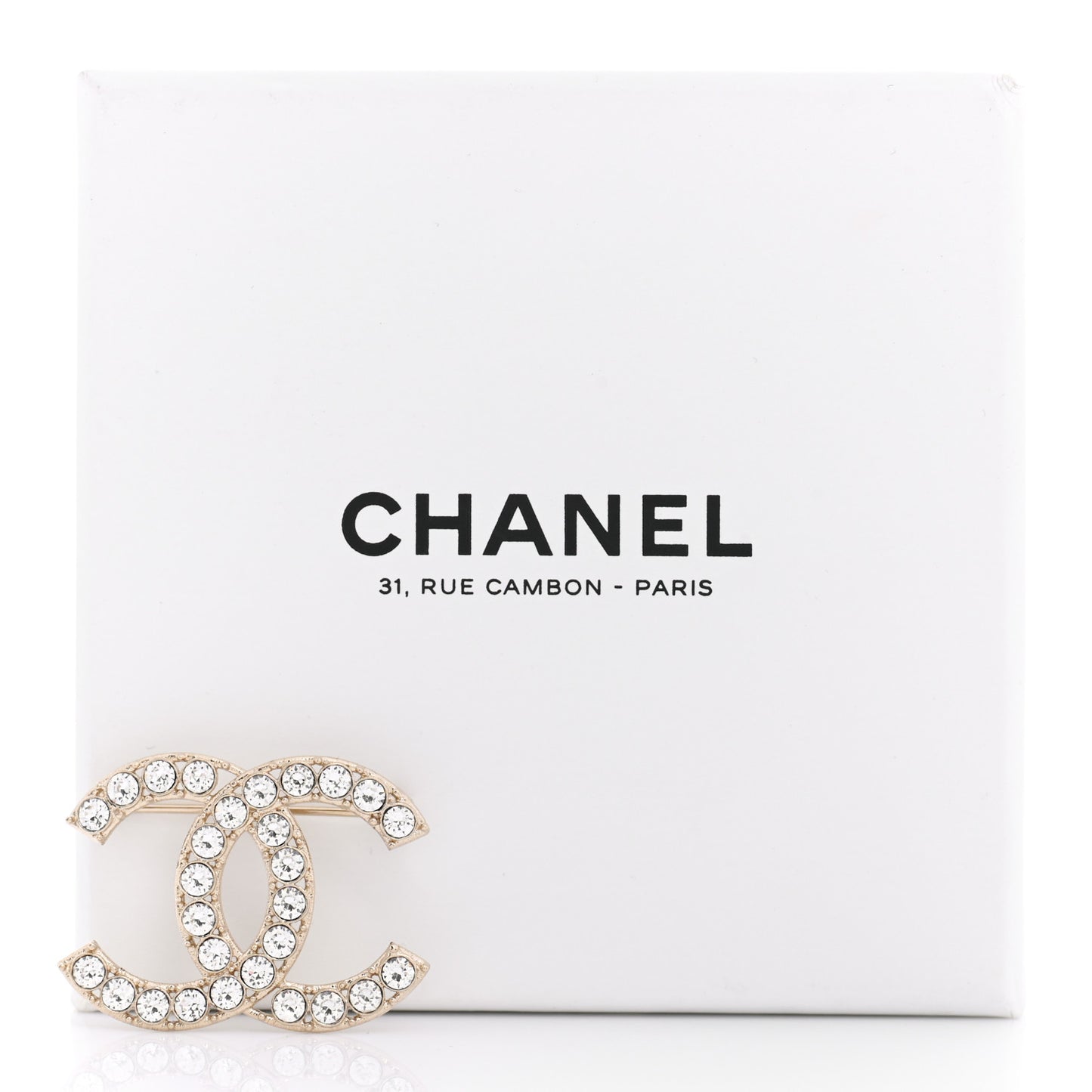 Crystal CC Brooch Light Gold