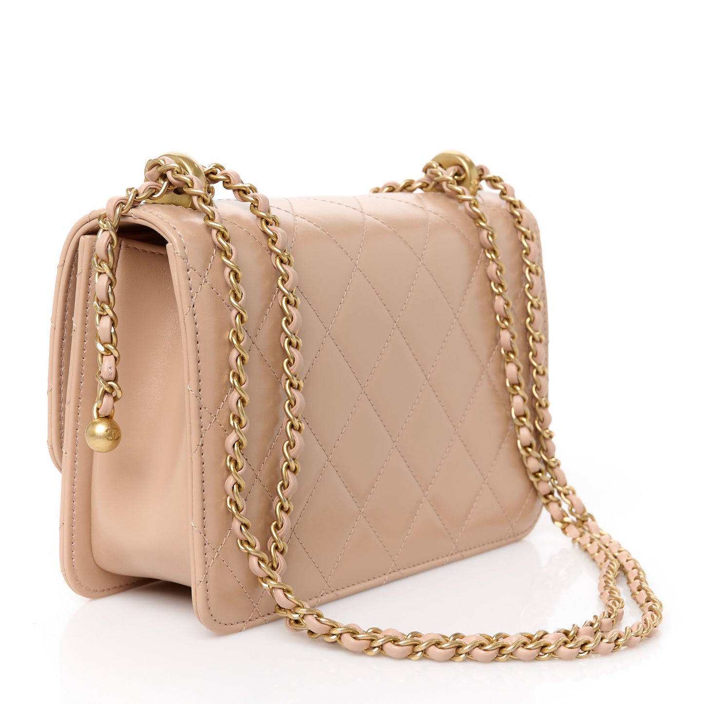 Calfskin Quilted Perfect Fit Flap Beige