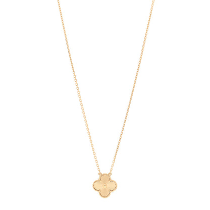 Van Cleef & Arpels 18K Yellow Gold Guilloche Vintage Alhambra Pendant Necklace 1 of 5