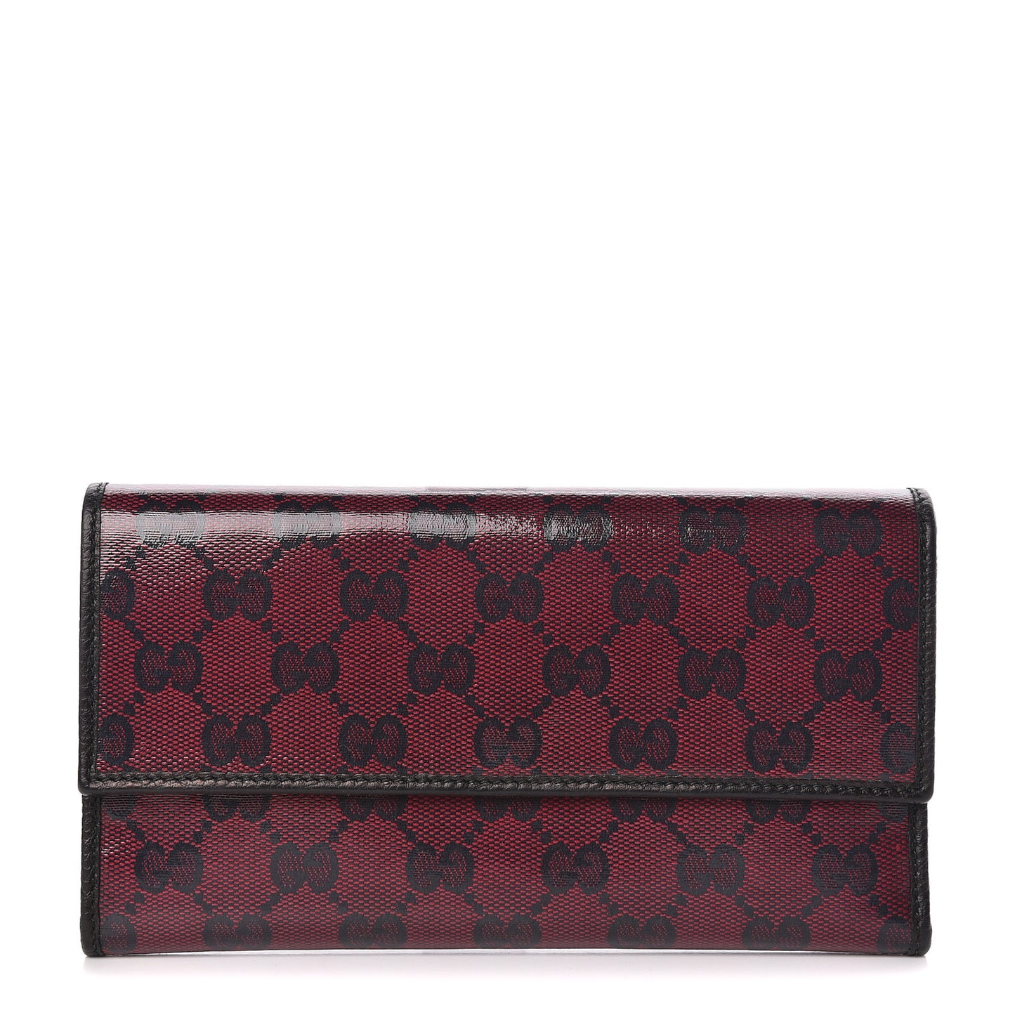 Crystal Monogram Dollar Calfskin Continental Flap Wallet Light Cherry Black