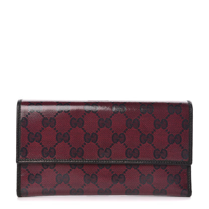 Gucci Crystal Monogram Dollar Calfskin Continental Flap Wallet Light Cherry Black 1 of 8