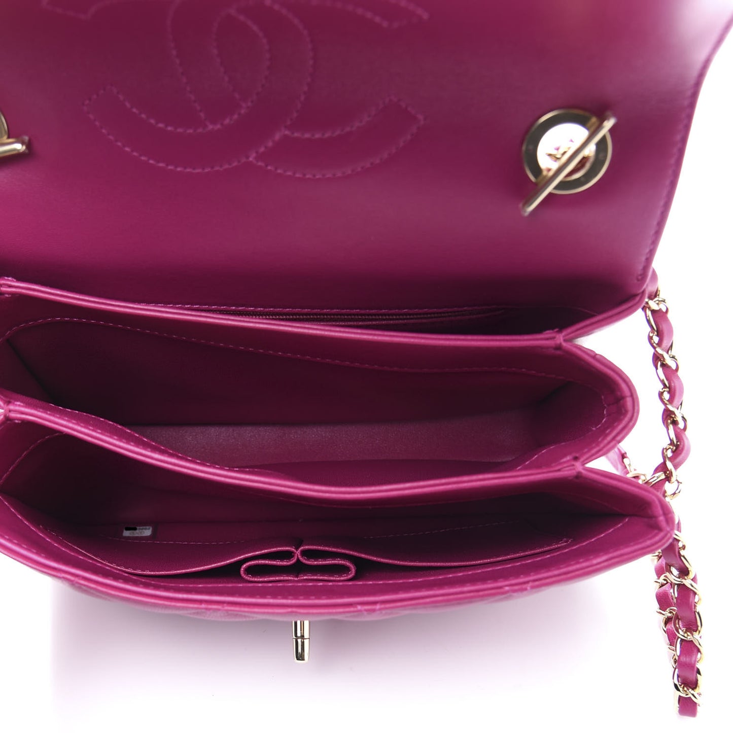 Lambskin Quilted Small Trendy CC Dual Handle Bag Dark Pink