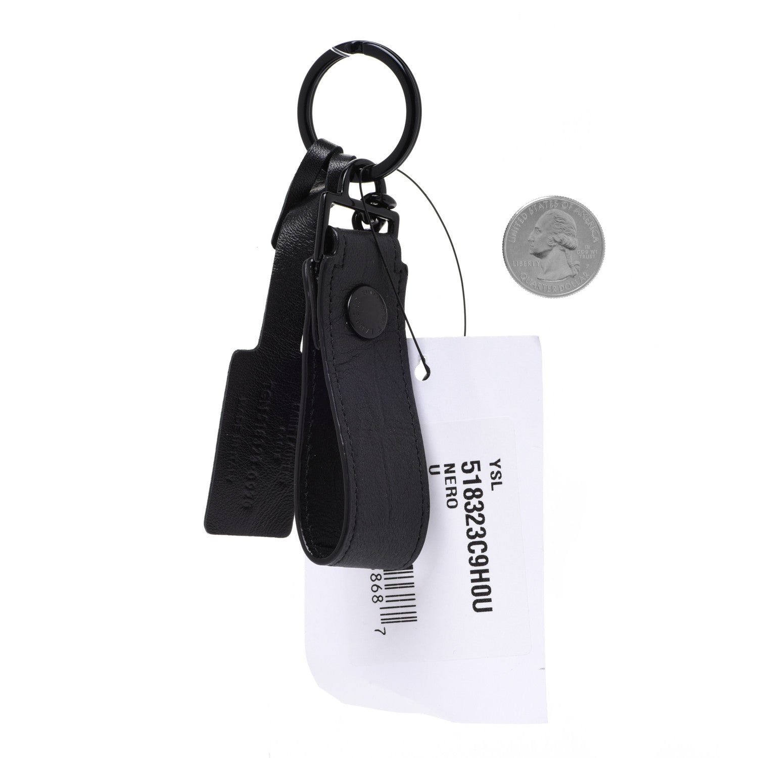 Saint Laurent Calfskin Monogram Key Ring Black 2 of 5