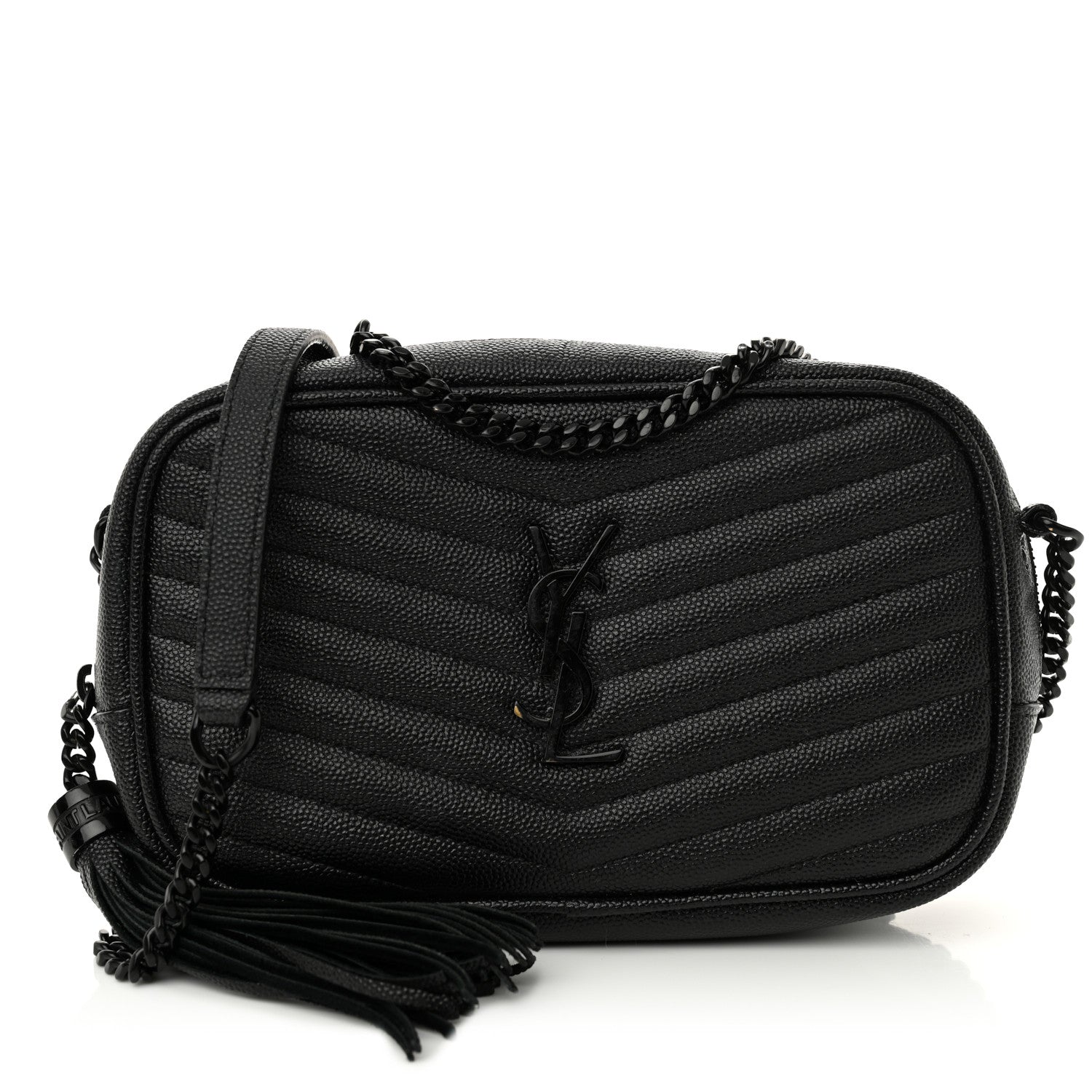 Saint Laurent Grain De Poudre Matelasse Monochrome Monogram Mini Lou Camera Bag Black 1 of 12