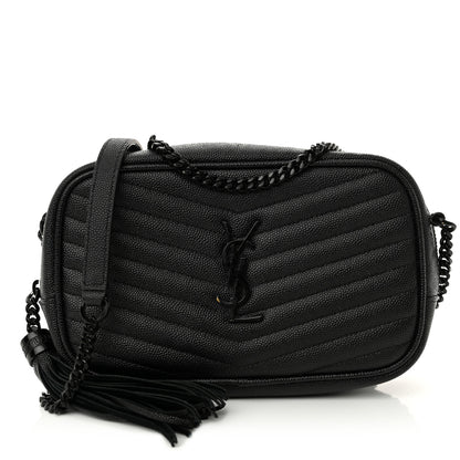 Saint Laurent Grain De Poudre Matelasse Monochrome Monogram Mini Lou Camera Bag Black 1 of 12