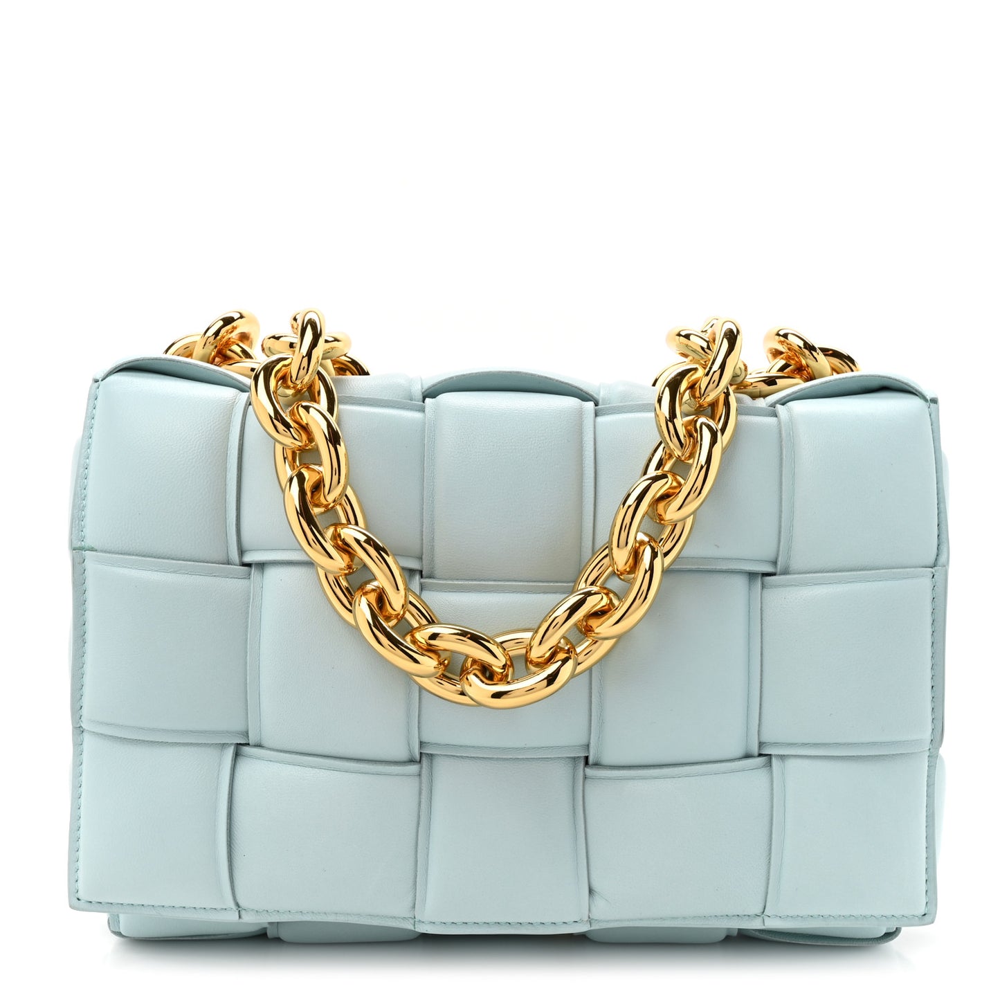 Lambskin Maxi Intreccio Padded Chain Cassette Crossbody Bag Spearmint