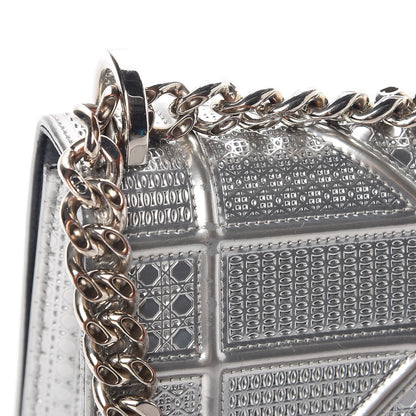 Christian Dior Metallic Patent Micro-Cannage Small Diorama Flap Bag Silver 23 of 25