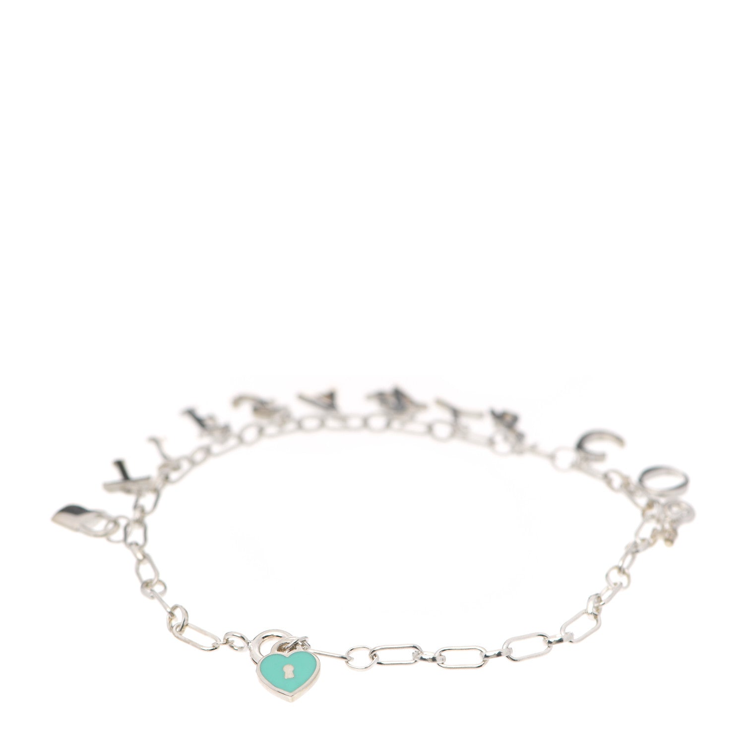 Tiffany Sterling Silver Enamel Love Notes Logo Charm Bracelet Blue 2 of 4