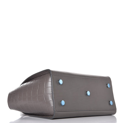 Saint Laurent Calfskin Crocodile Embossed Baby Monogram Downtown Cabas Earth 4 of 6