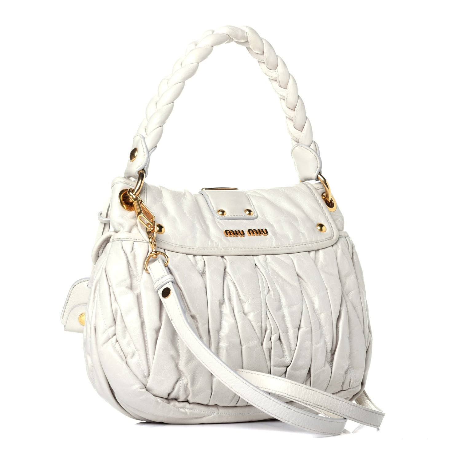 Miu Miu Nappa Matelasse Coffer Hobo Bianco 4 of 9