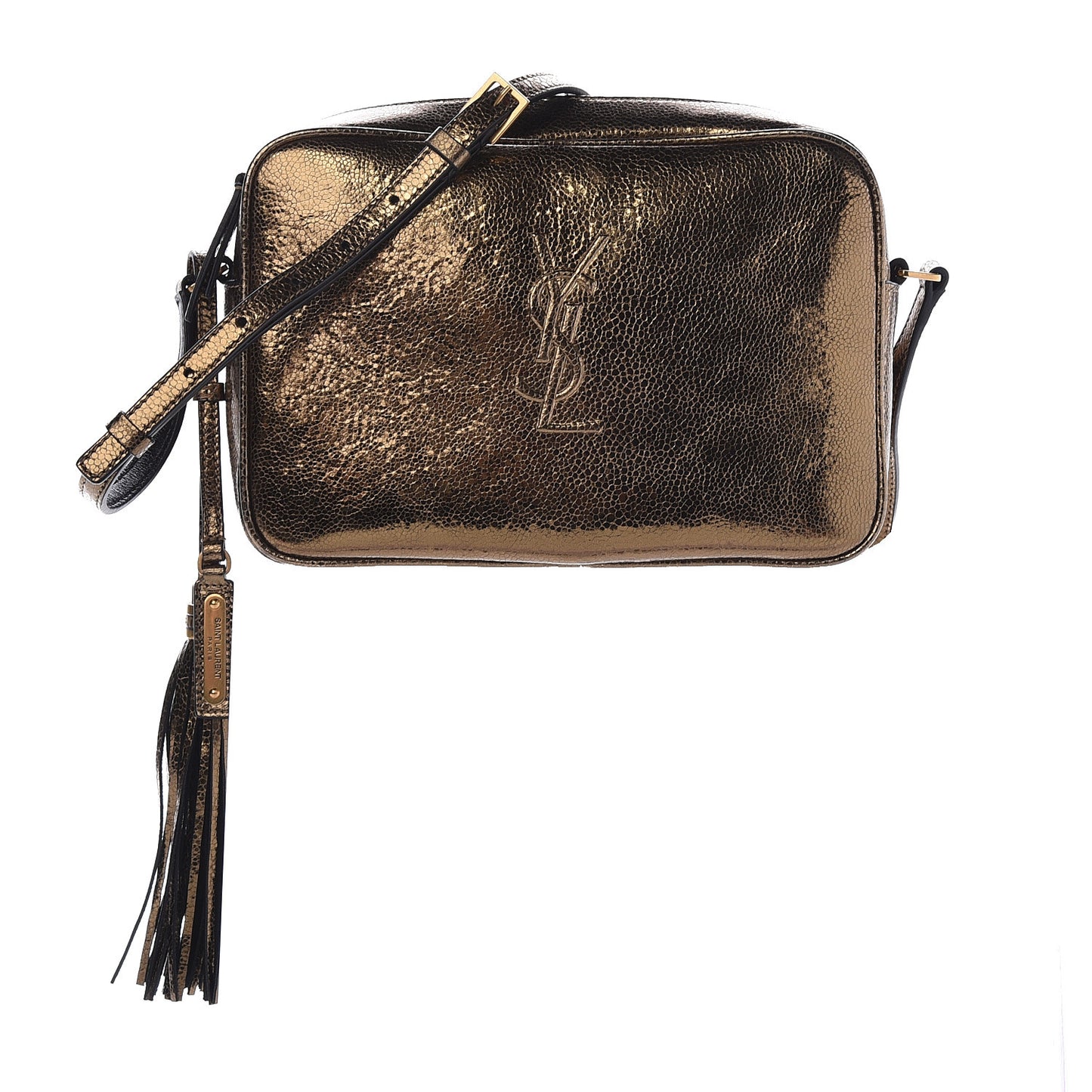 Calfskin Lame Monogram Small Lou Camera Bag Gold Olive