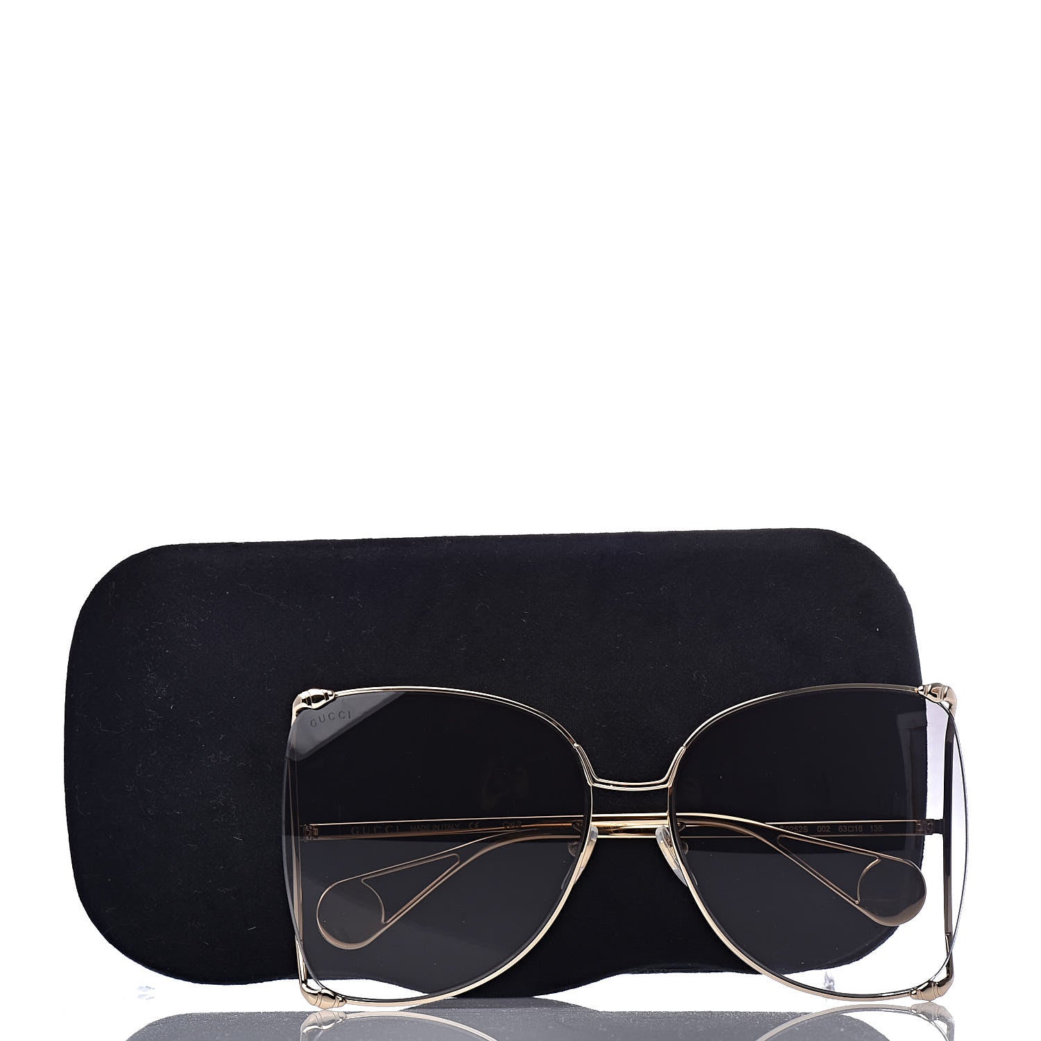 Gucci Oversized Round Sunglasses GG0252S Gold Grey 8 of 8
