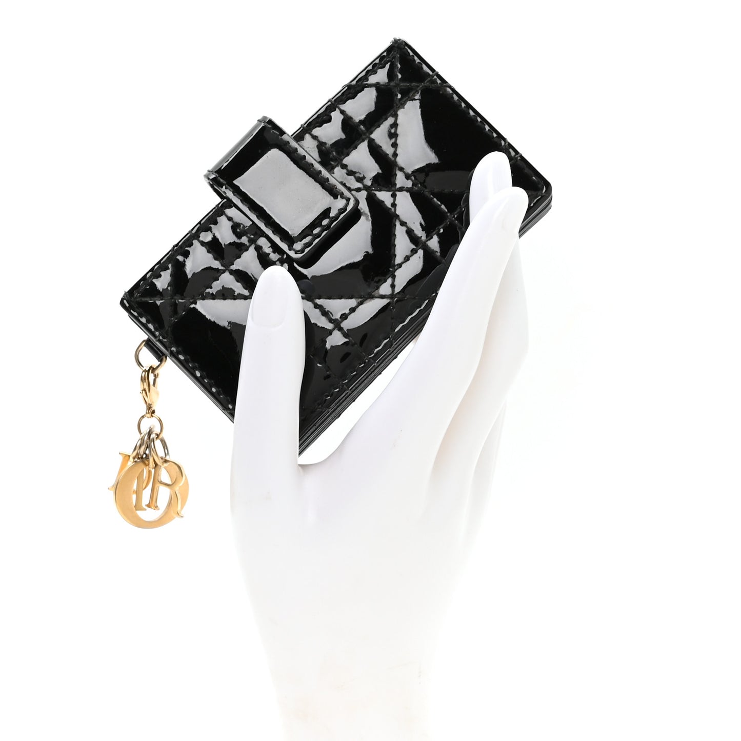 Patent Cannage Lady Dior 5-Gusset Card Holder Black