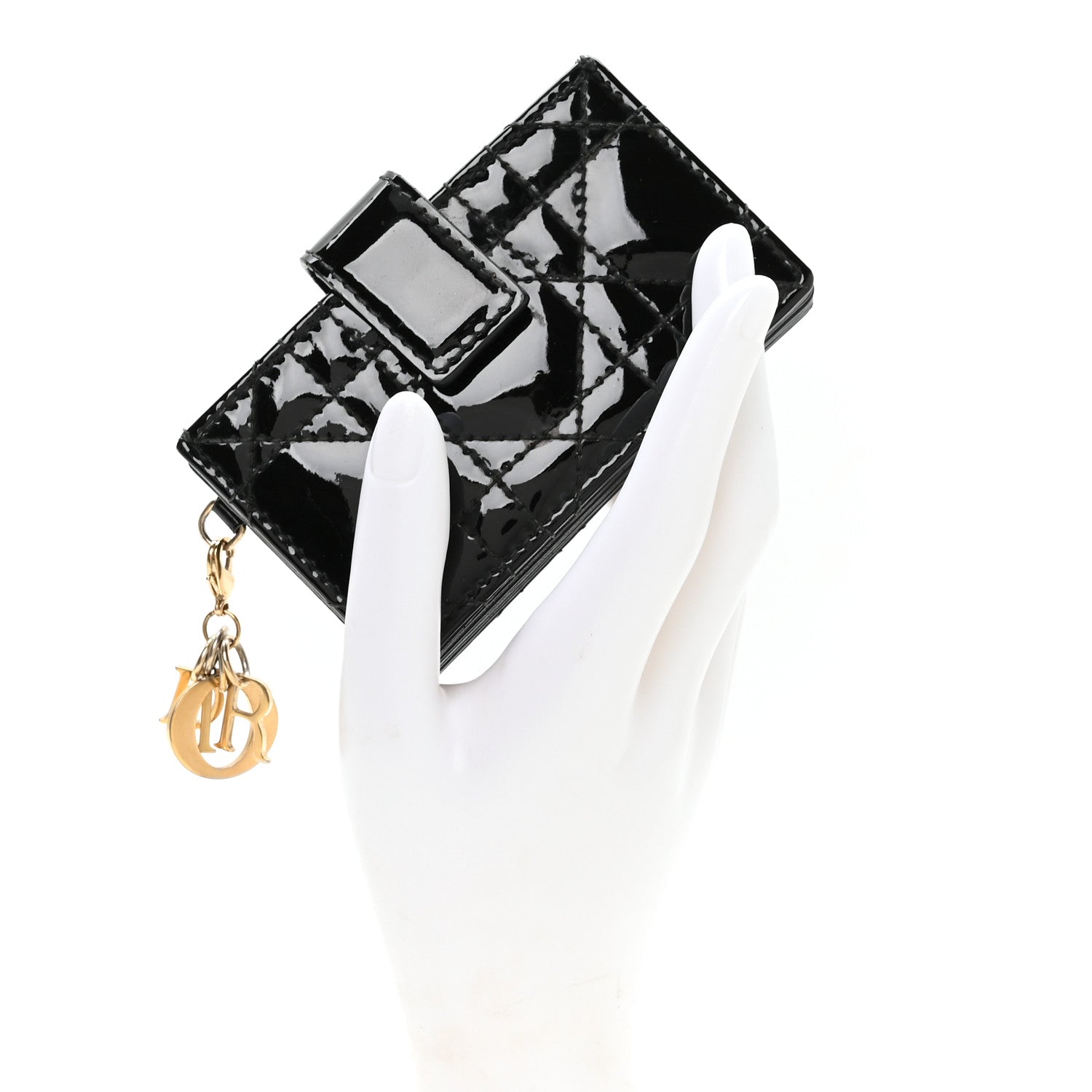 Christian Dior Patent Cannage Lady Dior 5-Gusset Card Holder Black 2 of 7