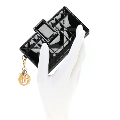 Christian Dior Patent Cannage Lady Dior 5-Gusset Card Holder Black 2 of 7