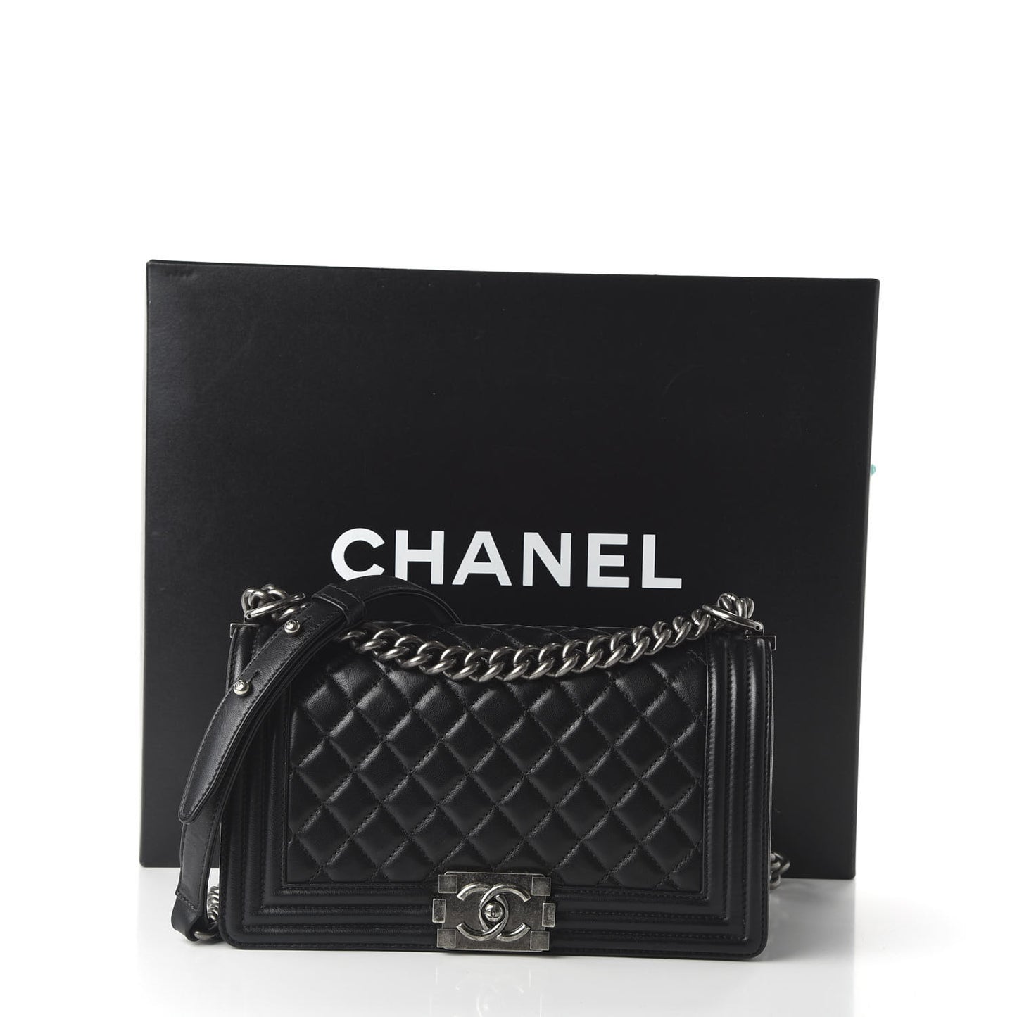 Lambskin Quilted Medium Boy Flap Black