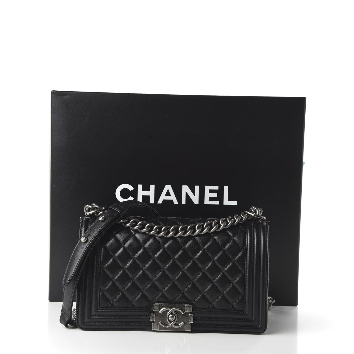 Chanel Lambskin Quilted Medium Boy Flap Black 12 of 12