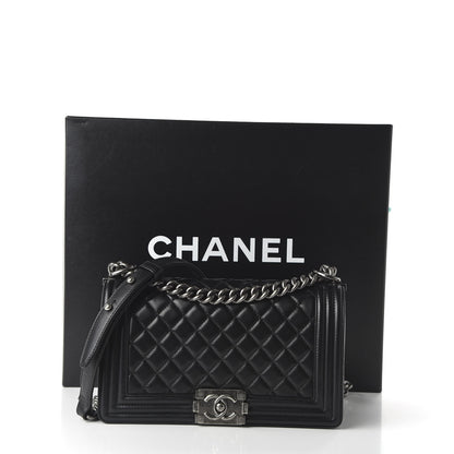 Chanel Lambskin Quilted Medium Boy Flap Black 12 of 12