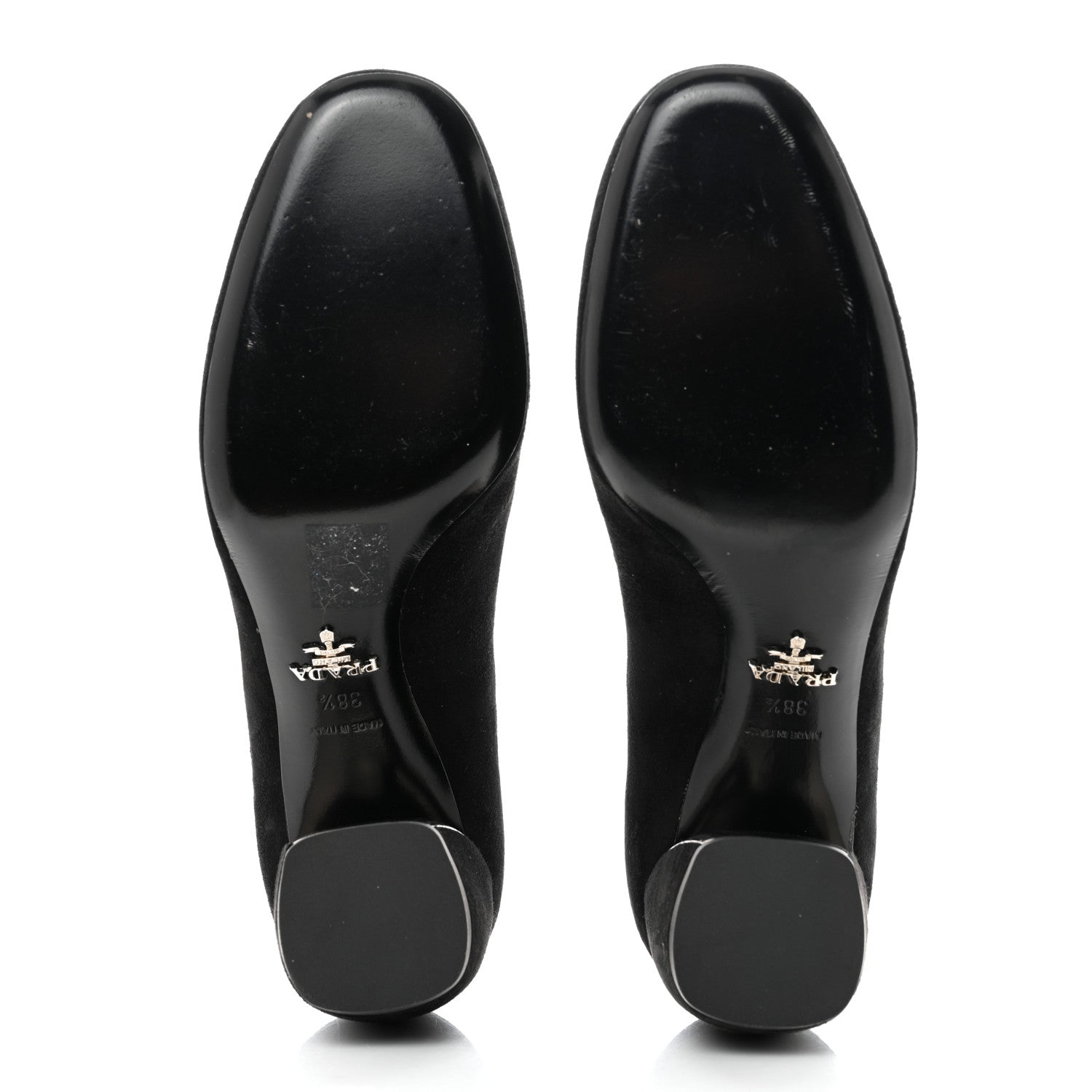 Prada Suede Block Heel Pump 38.5 Black 5 of 7
