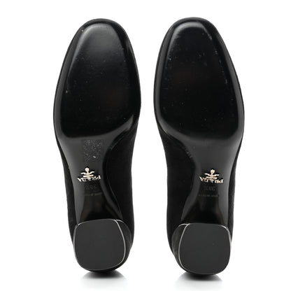 Prada Suede Block Heel Pump 38.5 Black 5 of 7