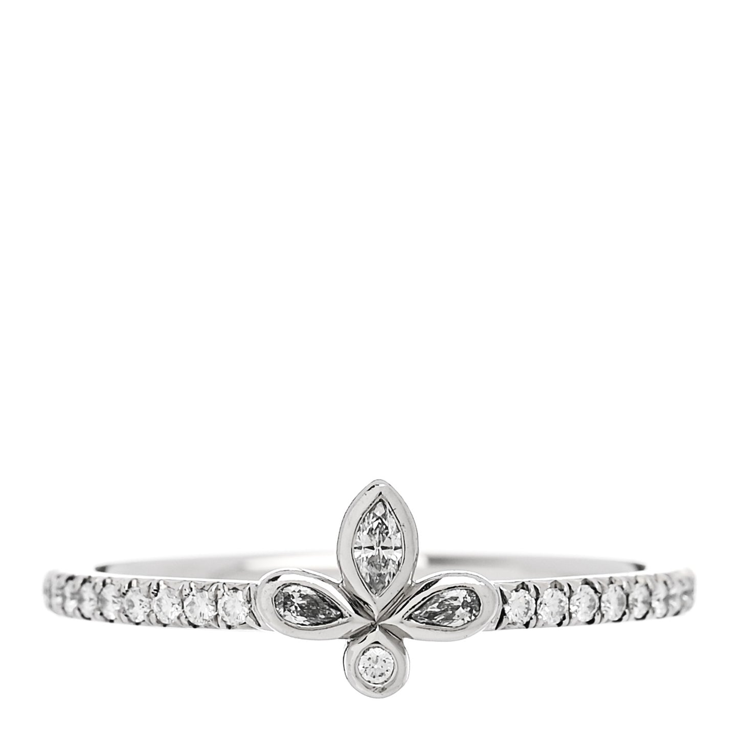 Platinum Diamond Fleur de Lis Band Ring 54 6.75
