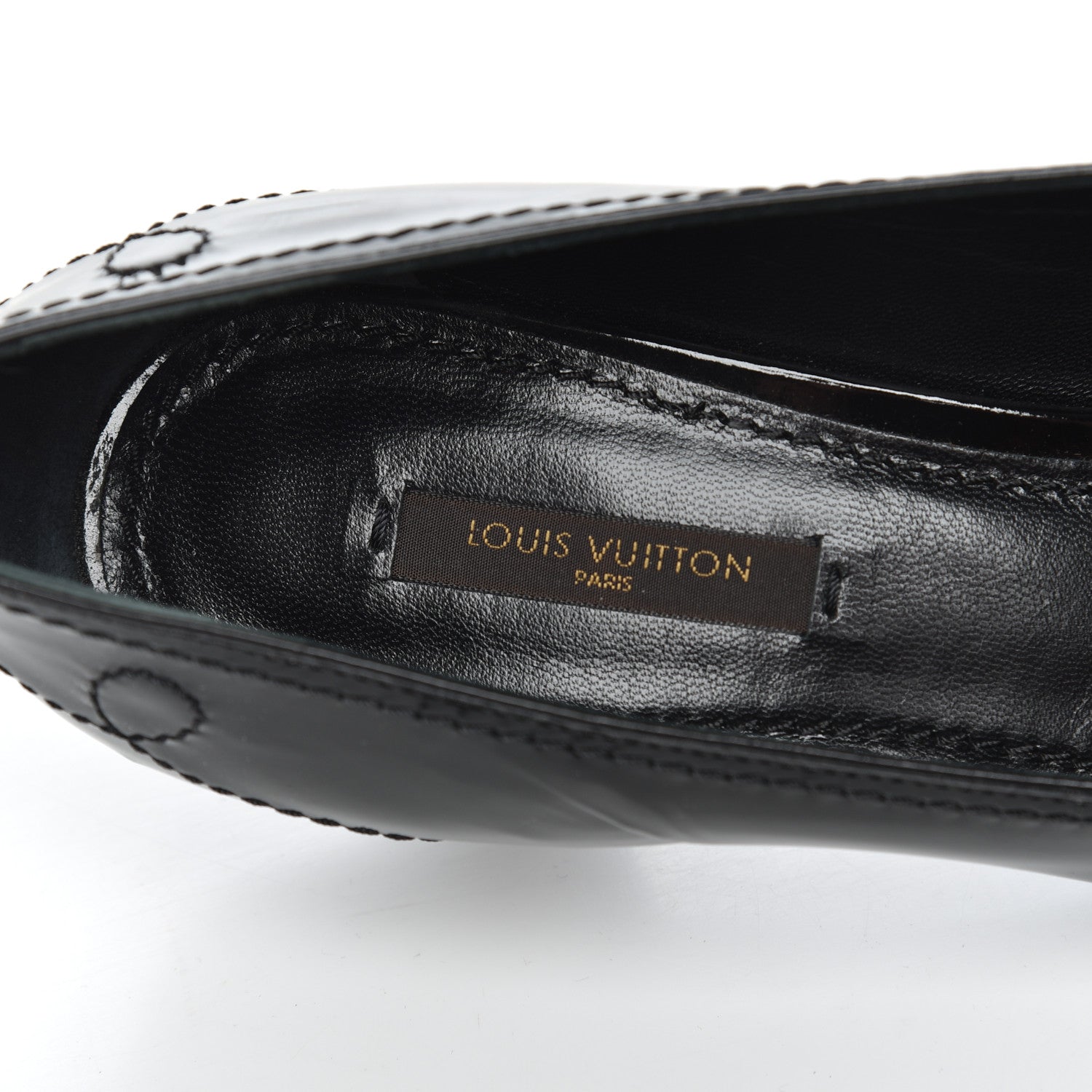 Louis Vuitton Patent Fringe Pumps 38.5 Black 7 of 18