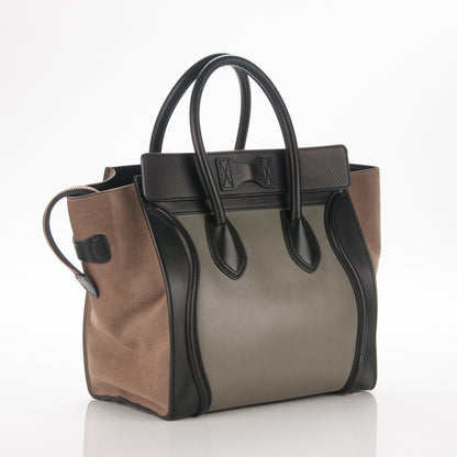 Celine Smooth Calfskin Suede Mini Tri-Color Luggage Almond 3 of 8