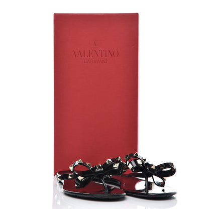 Valentino Garavani PVC Jelly Rockstud Bow Thong Sandals 37 Black 8 of 8