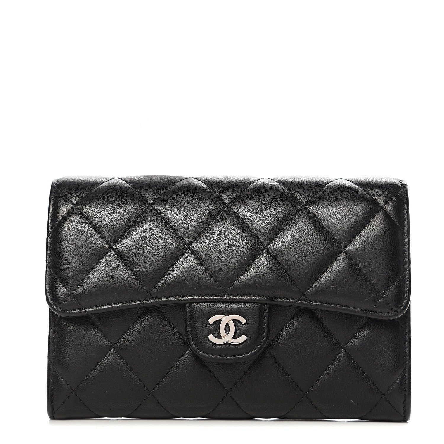 Chanel Lambskin Quilted Small Flap Wallet Black 1 of 8