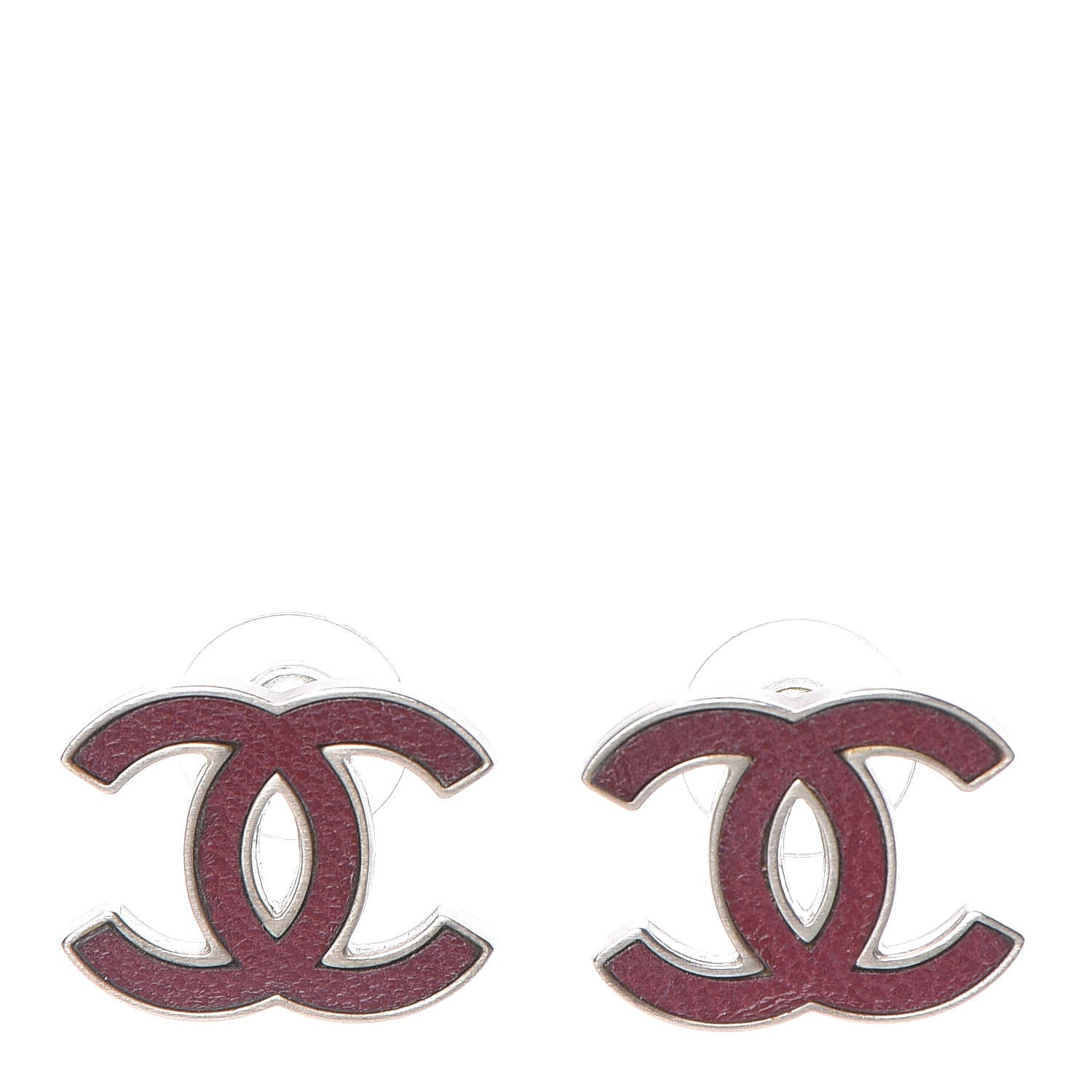Chanel Lambskin CC Earrings Purple Silver 1 of 4