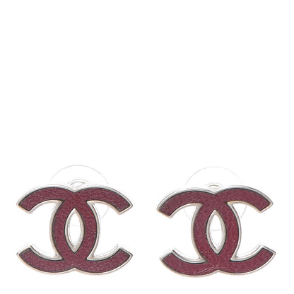 Chanel Lambskin CC Earrings Purple Silver 1 of 4