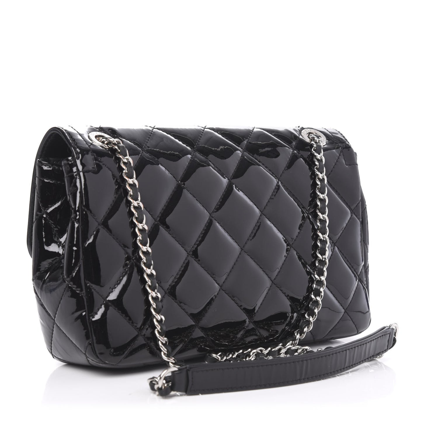 Patent Quilted Small Coco Shine Flap Black