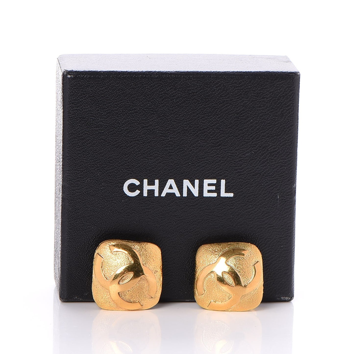 CC Square Clip On Earrings Gold