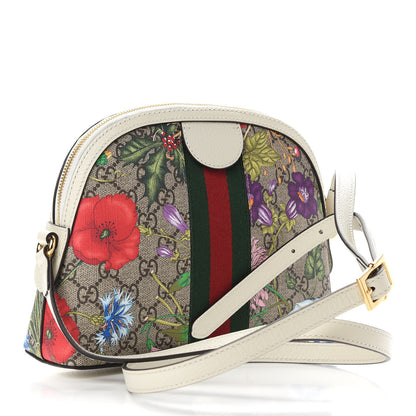 Gucci GG Supreme Monogram Flora Web GG Small Ophidia Dome Shoulder Bag White 3 of 9