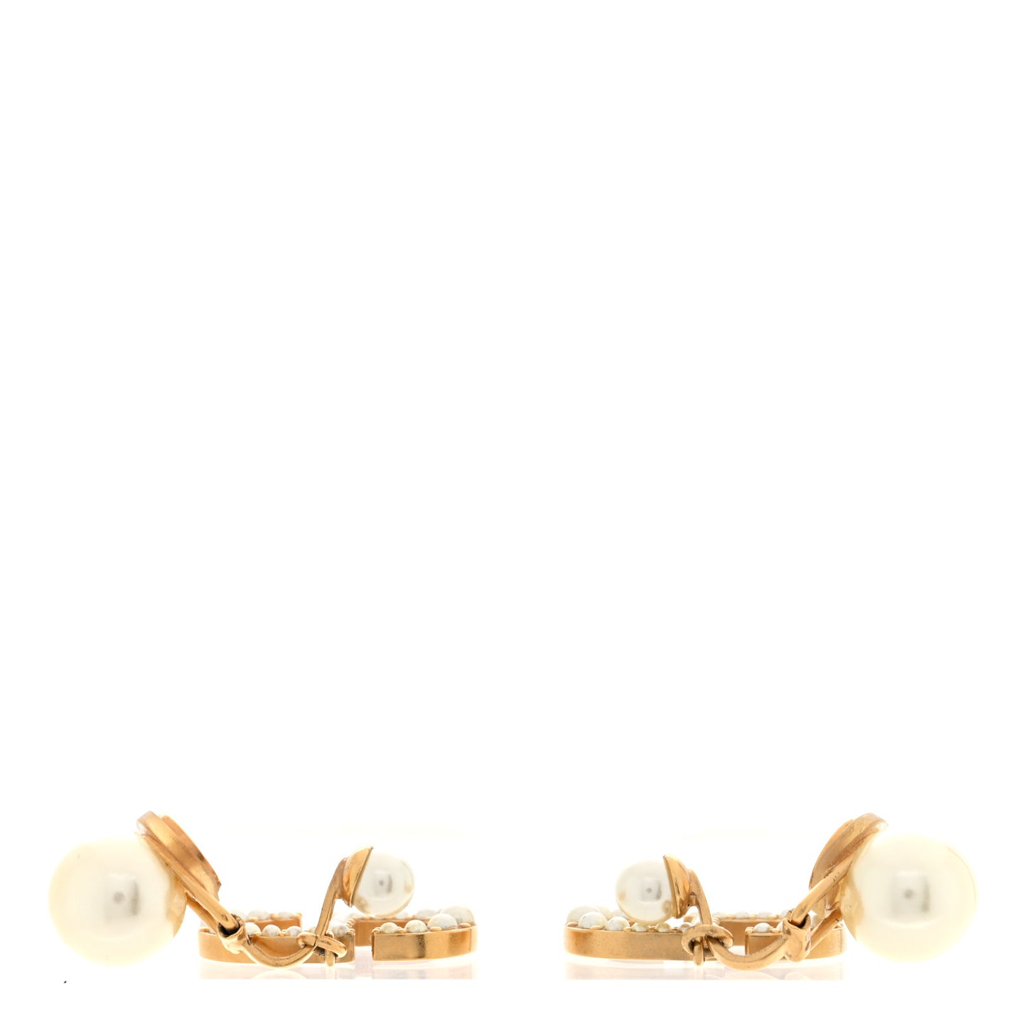Pearl Tribal CD Clip On Drop Earrings Gold