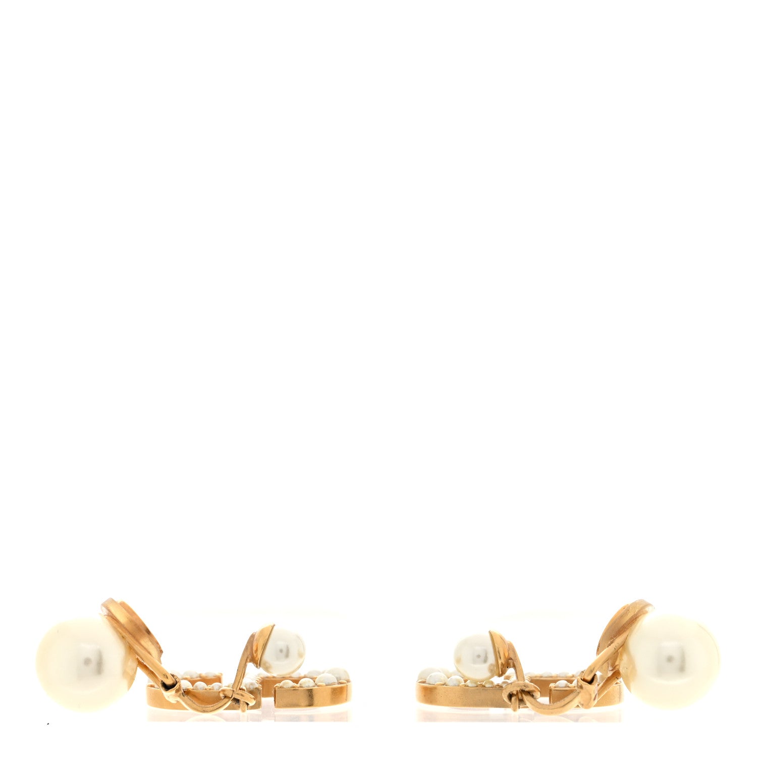 Christian Dior Pearl Tribal CD Clip On Drop Earrings Gold 3 of 5