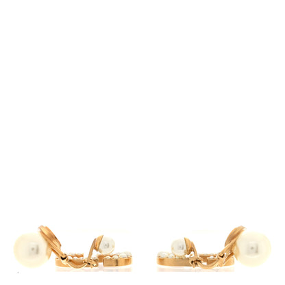 Christian Dior Pearl Tribal CD Clip On Drop Earrings Gold 3 of 5