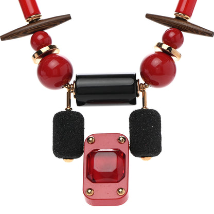 Louis Vuitton Resin Wood Crystal Inventeur Necklace Red 4 of 7