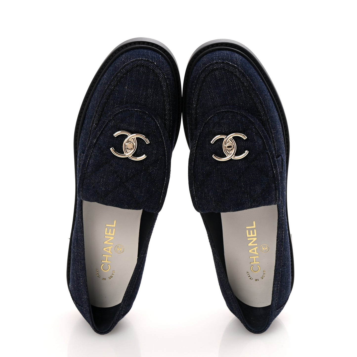 Denim CC Turnlock Loafers 41.5 Dark Blue