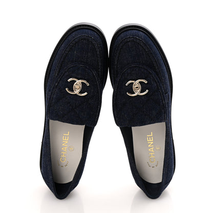 Chanel Denim CC Turnlock Loafers 41.5 Dark Blue 2 of 11