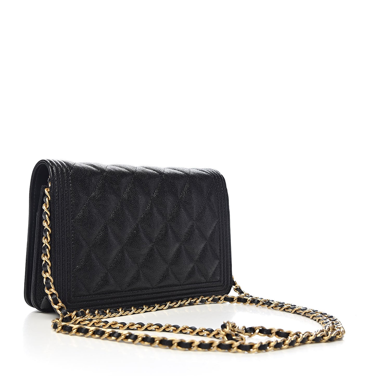 Caviar Quilted Boy Wallet On Chain WOC Black