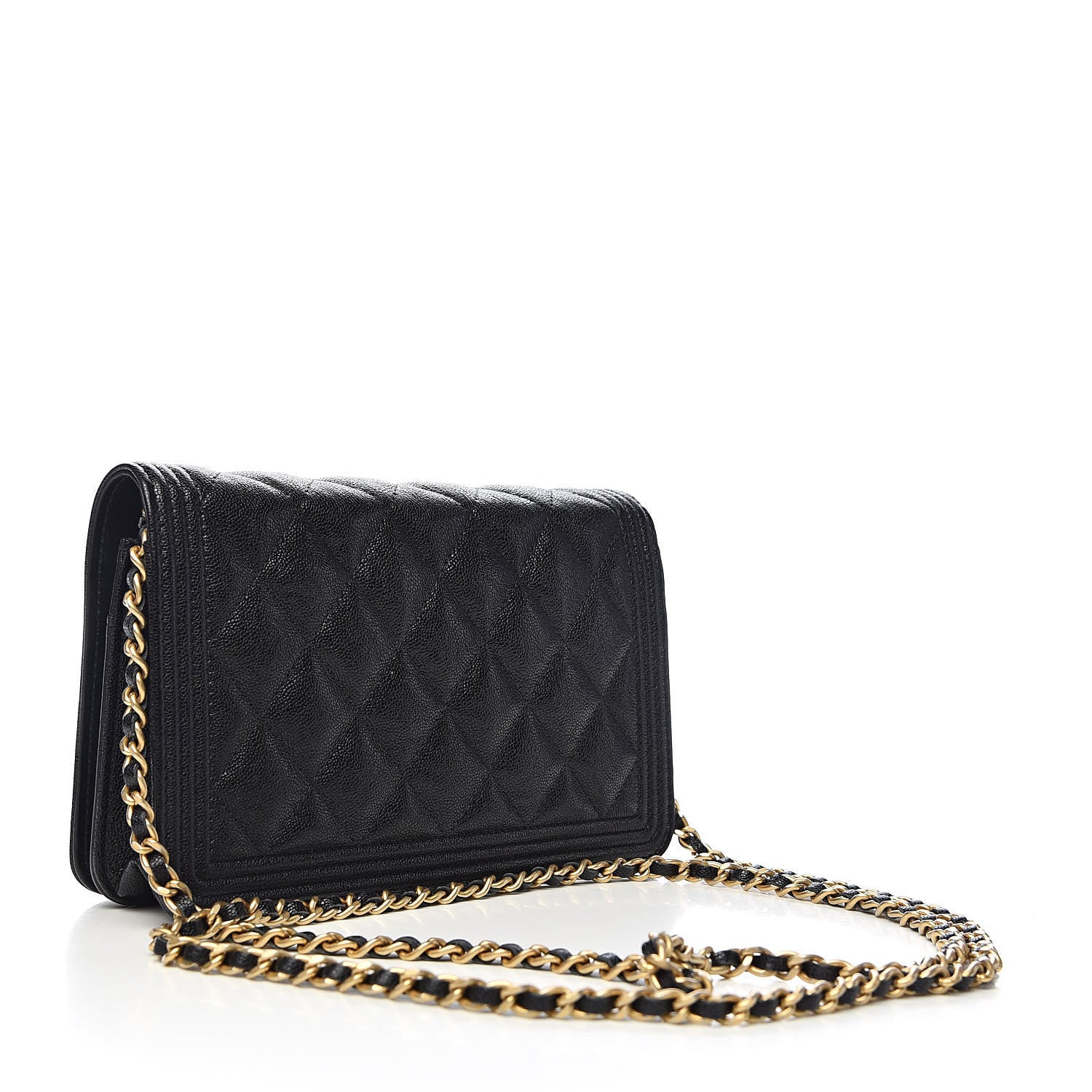Chanel Caviar Quilted Boy Wallet On Chain WOC Black 3 of 12